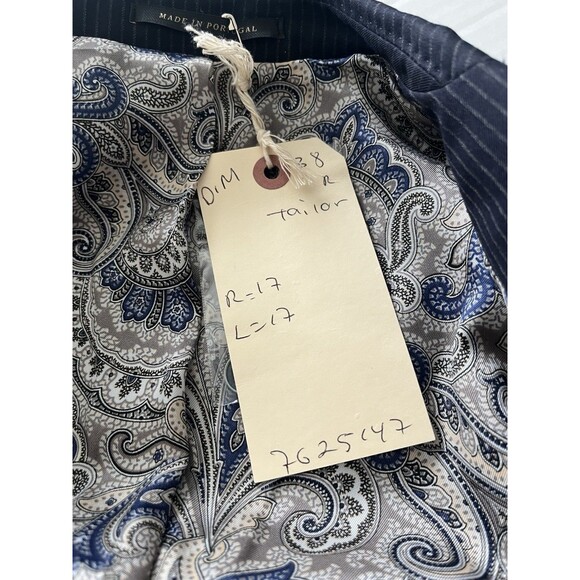 J. Hilburn Vitale Barberis Canonico Wool Mens Blazer Navy Stripe 38R - Picture 8 of 15